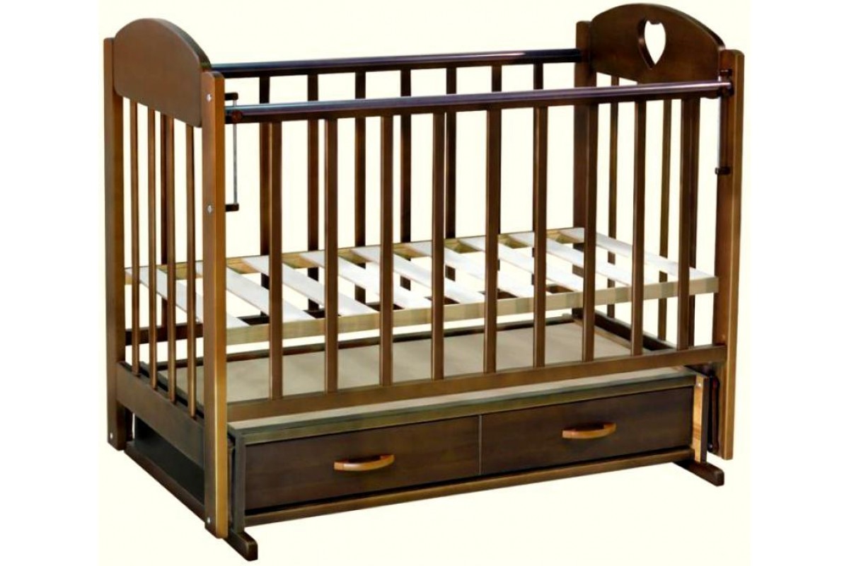 Кроватка для новорожденных с маятником и ящиком. Кроватка Ведрусс Радуга 4 (классическая), поперечный маятник.