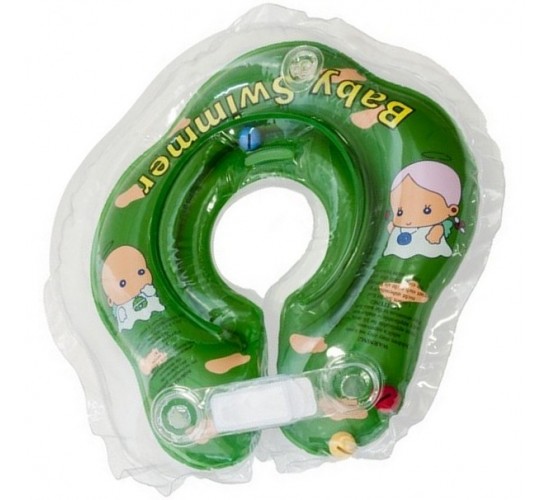 Круг для купания Baby Swimmer зеленый (полуцвет+внутри погремушка) BS02G-B