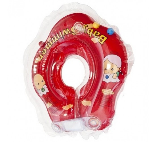 Круг для купания Baby Swimmer красный (полуцвет+внутри погремушка) BS02R-B