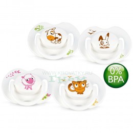 Avent Пустышка силиконовая Домашние животные 0-6 мес. (уп.2шт) BPA-Free