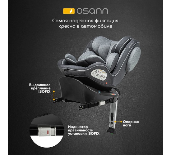 Автокресло Osann Eno 360 SL Isofix поворотное university grey