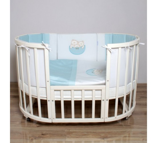 Комплект для круглой (овальной) кроватки Lappetti  "Мишкина семейка" арт.6042