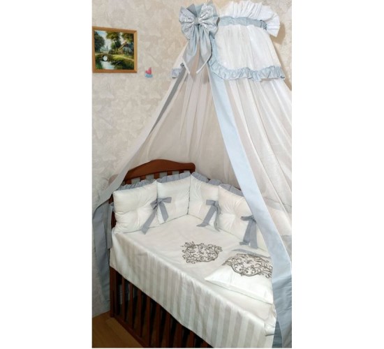 Комплект в детскую кроватку Vanchetti "Vinchi Silver" 18 прд. Арт. 036S